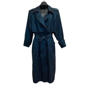 Forecaster of Boston Deep Teal Trench Coat Removable Wool Blend Lining Sz 9/10 P